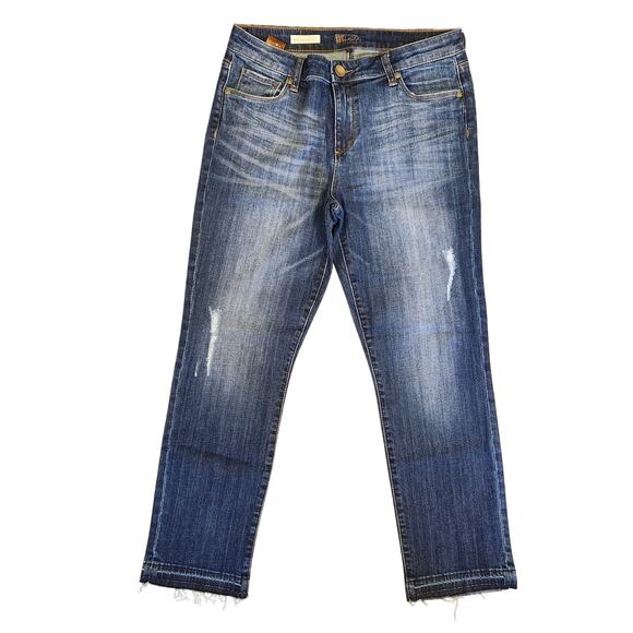 Kut from the Kloth straight leg distressed midrise denim jeans size 10 - Picture 1 of 5